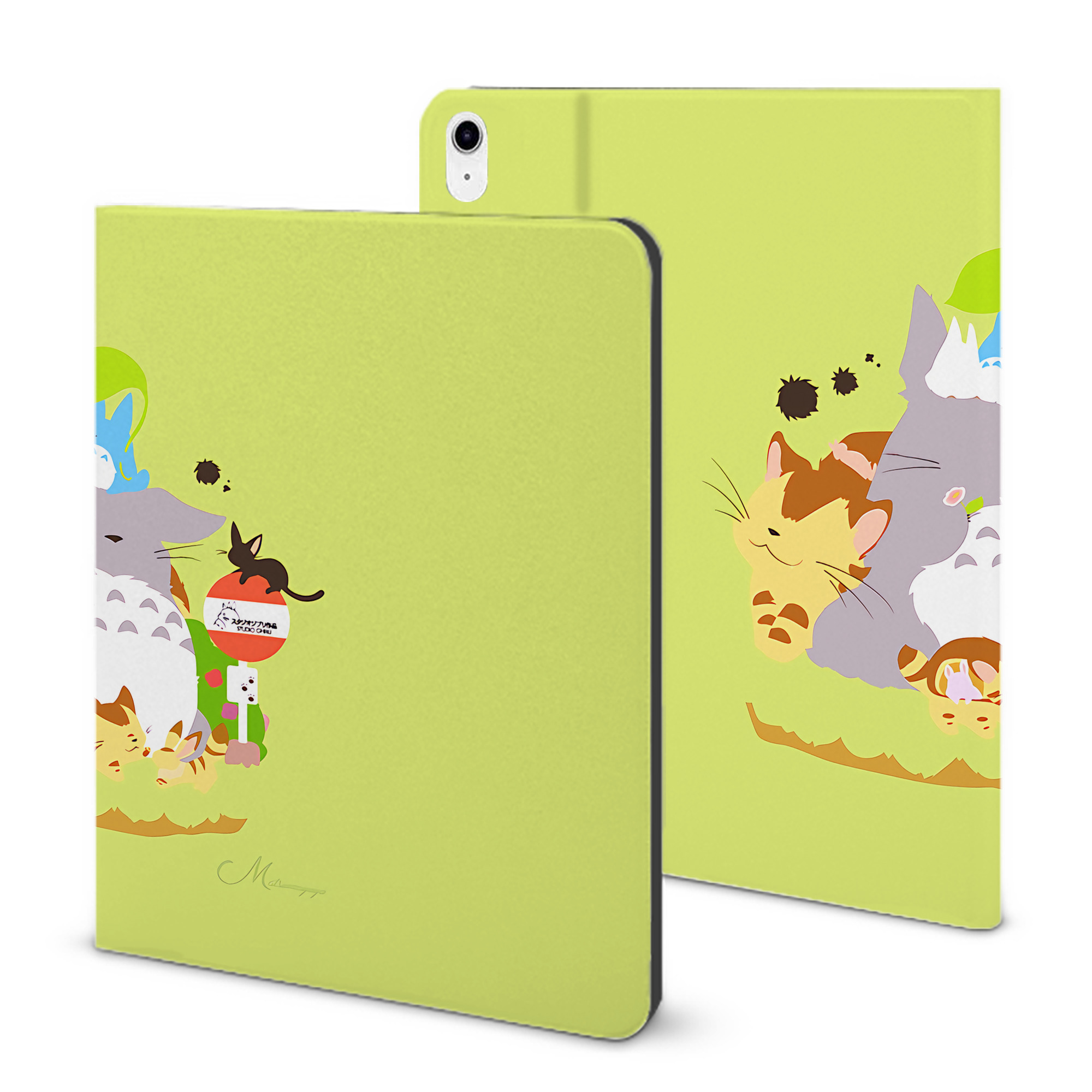 （画像用） となりのトトロ 草壁メイ 草壁サツキ My Neighbor Totoro Satsuki Kusakabe Mei Kusakabe IPad ケース ブック型 PUレザー TPU 耐衝撃 軽量 薄型 ペン収納なし 全面保護 IPad 各モデル対応